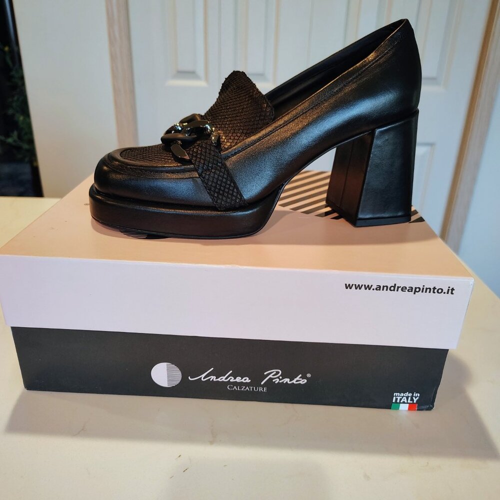 Andrea Pinto Black Platform Loafer Made in Italy